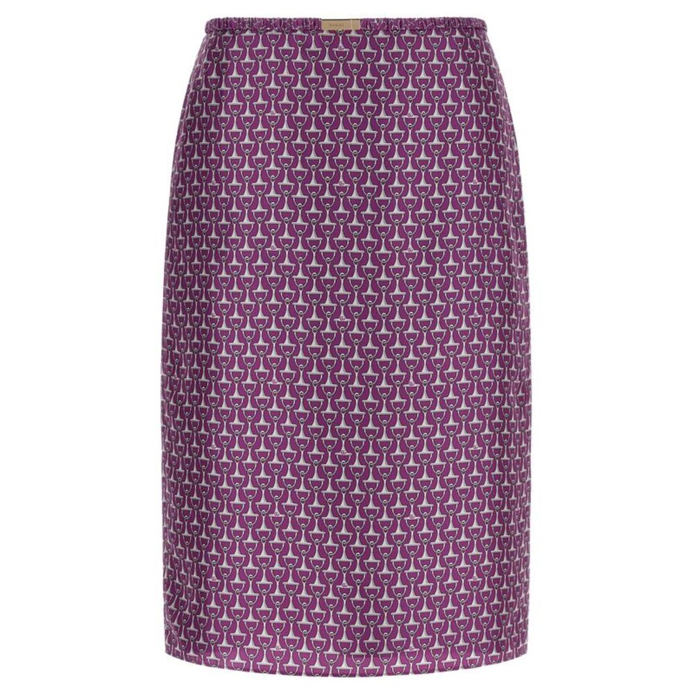 Gucci Purple Silk Midi Women's Skirt